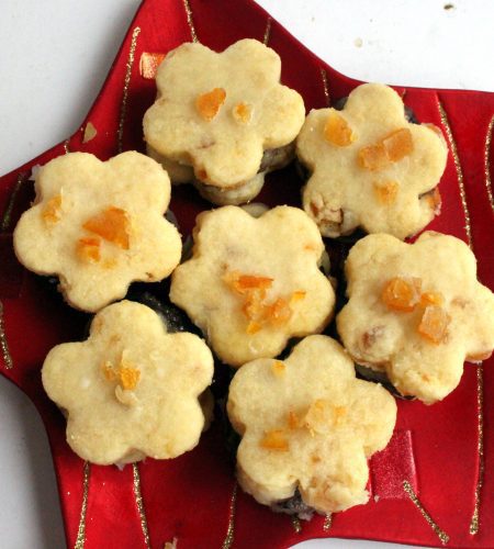 Orangen Guetsli mit Marzipan-Marmelade Füllung – Orange Cookies with Marzipan Marmelade Filling