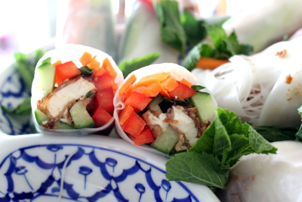 Vietnamesische Tofu und Gemüse Frühlingsrollen