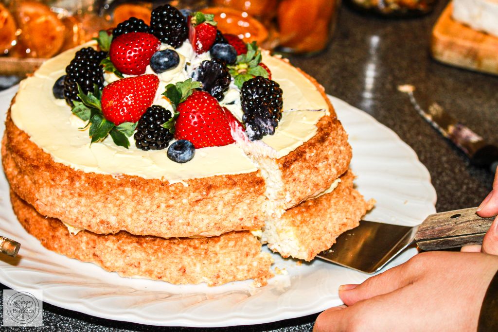 Coconut Baiser Cake with Berries