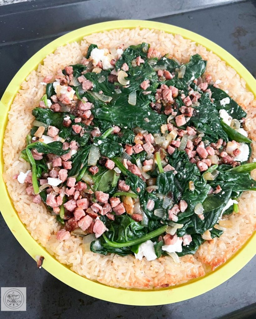 Rice Cake with Spinach and Feta