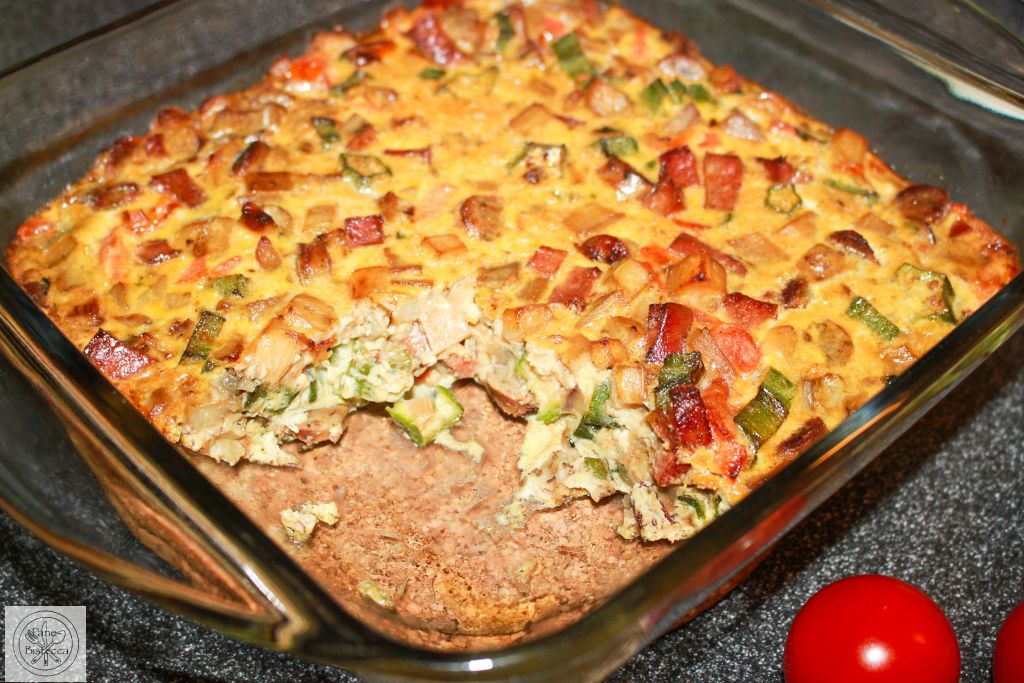 Frittata mit Gemüse und Würstchen