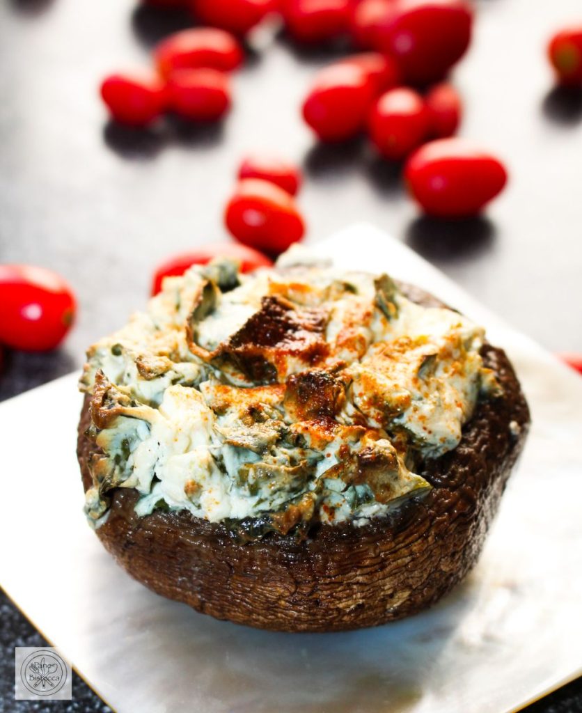 Spinat und Frischkäse Portobello Pilze