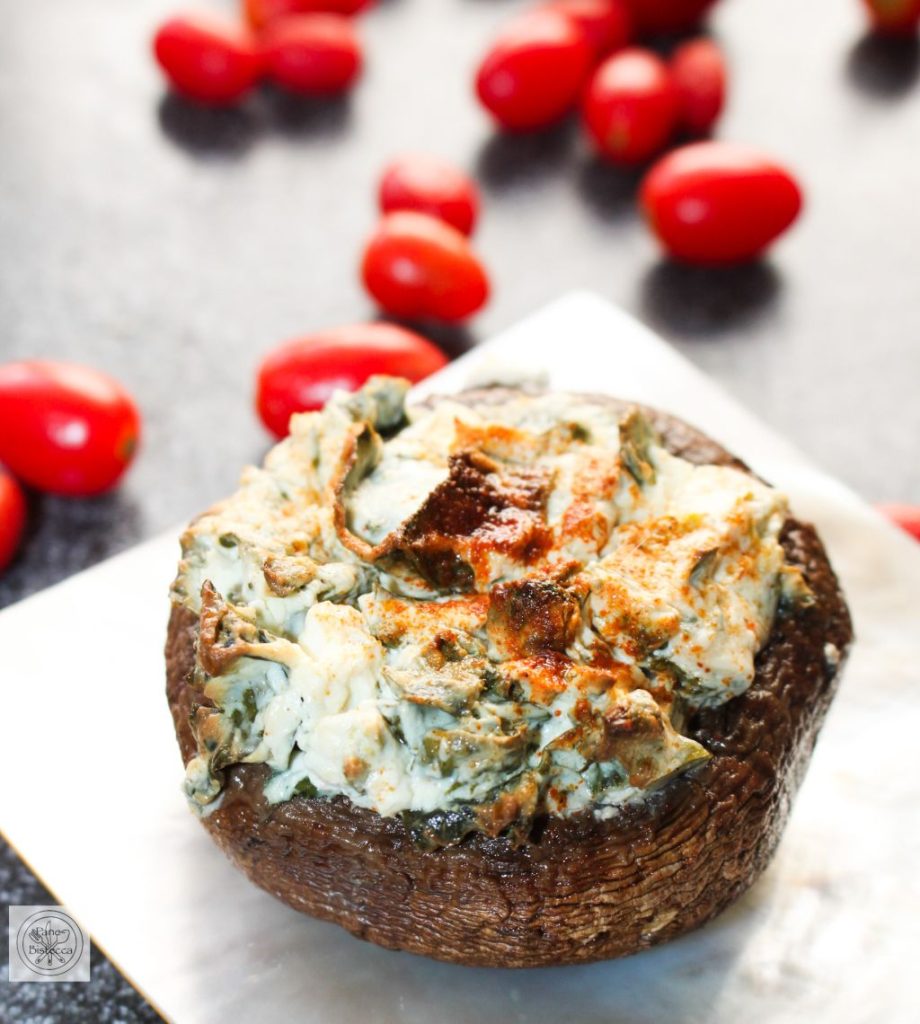 Spinat und Frischkäse Portobello Pilze