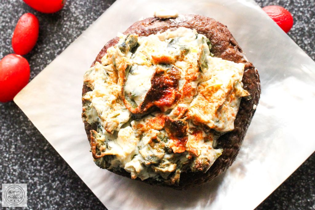 Spinat und Frischkäse Portobello Pilze