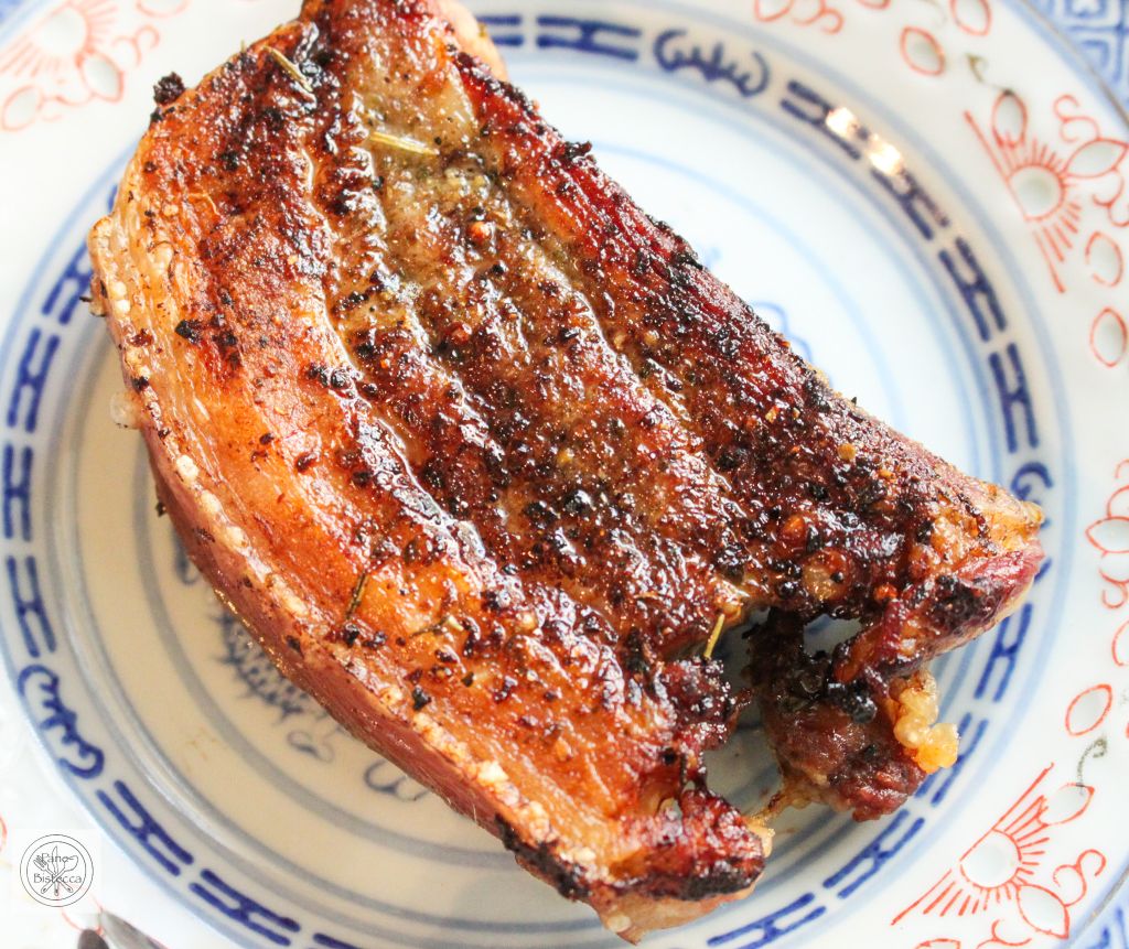 Gefüllte Auberginen mit Knusper Bauchspeck Topping