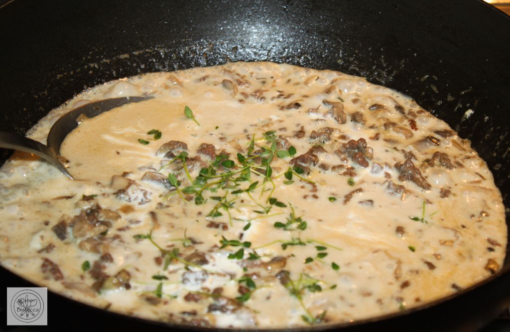 Spaghettini mit Pilzen und Rinderhack