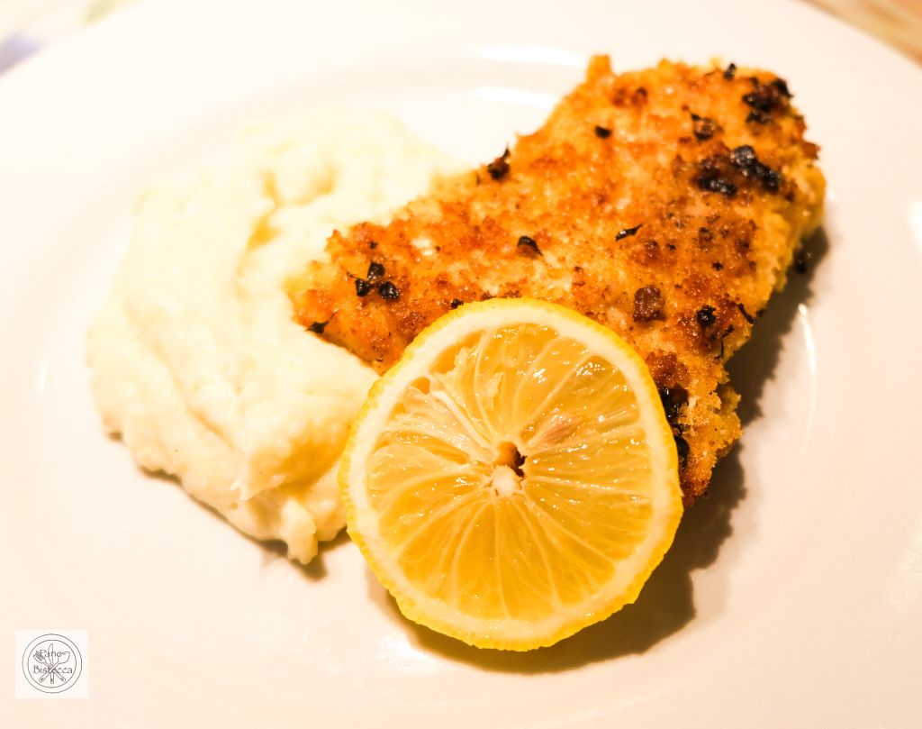 Hühnerschnitzel mit Blumenkohl-Kartoffelbrei