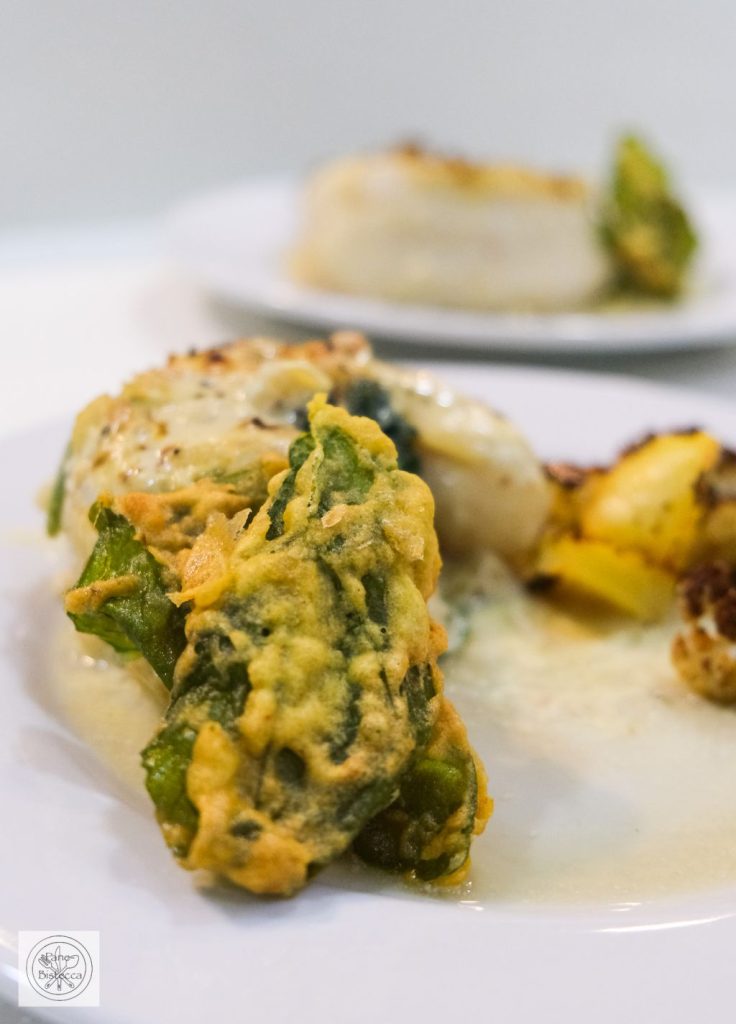 Seezungenfilets Rouladen mit Spinat und Palak Patta Chaat